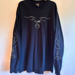 Harley-Davidson Black Long Sleeve Shirt Mens XL  Sleeve & Back Graphics